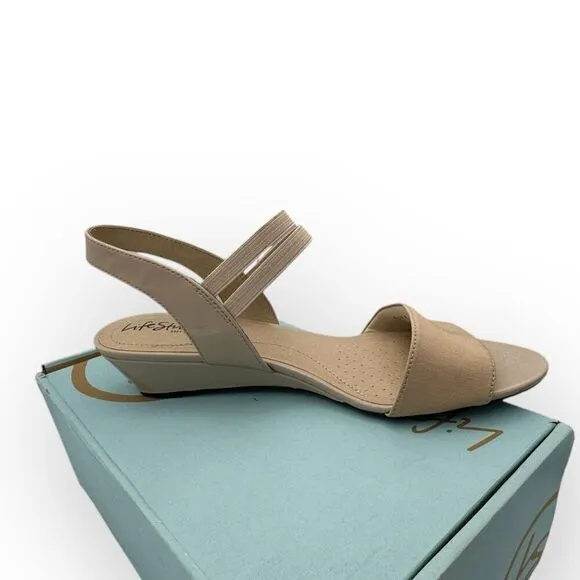 NWT LifeStride Womens Yolo Soft System Wedge Sandals Tender Taupe Size 11M