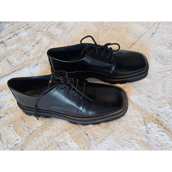 NWT Maeve Square-Toe Black Leather Loafers - 40 EU (9.5 US-10 US)