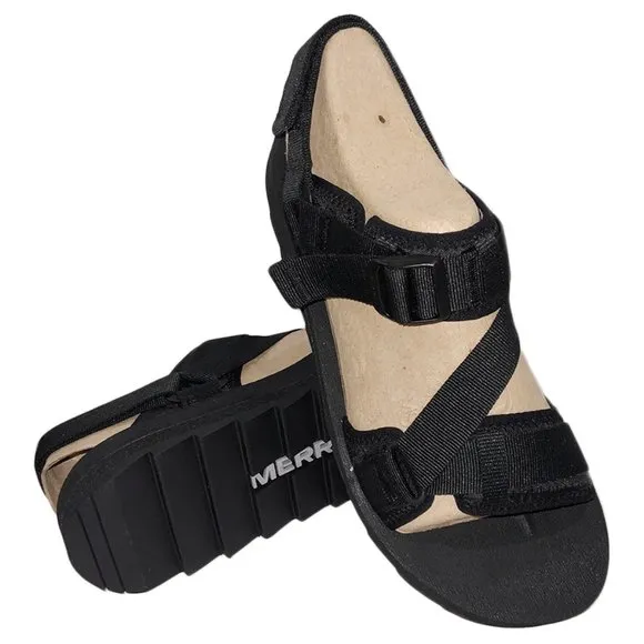 NWT MERRELL MSRP $84.99 MEN'S BLACK ALPINE STRAP SANDALS SIZE 12