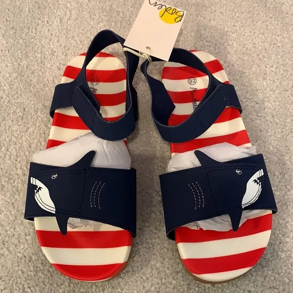 NWT Mini Boden Shark Swim Coverup and Sandals
