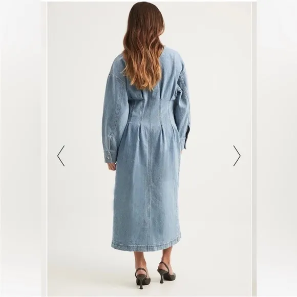 NWT Na-kd Marked Waist Denim jean Maxi / Midi Dress