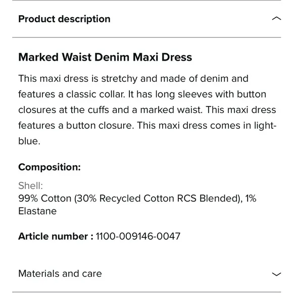 NWT Na-kd Marked Waist Denim jean Maxi / Midi Dress