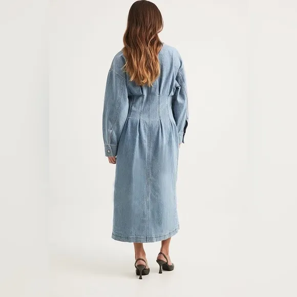 NWT Na-kd Marked Waist Denim jean Maxi / Midi Dress
