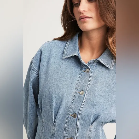 NWT Na-kd Marked Waist Denim jean Maxi / Midi Dress