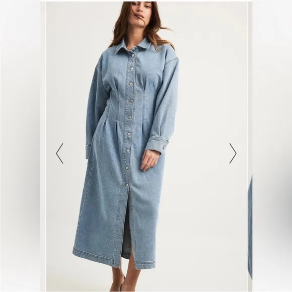 NWT Na-kd Marked Waist Denim jean Maxi / Midi Dress