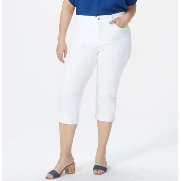 NWT NYDJ Marilyn Straight Crop Jeans w/ Cuffs in Optic White