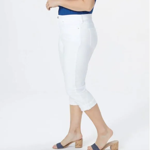 NWT NYDJ Marilyn Straight Crop Jeans w/ Cuffs in Optic White