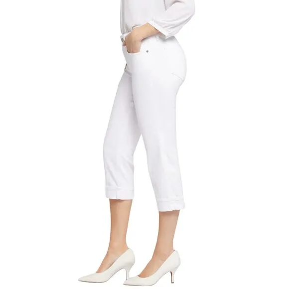 NWT NYDJ Marilyn Straight Crop Jeans w/ Cuffs in Optic White
