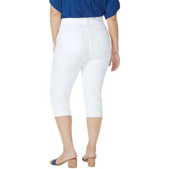 NWT NYDJ Marilyn Straight Crop Jeans w/ Cuffs in Optic White