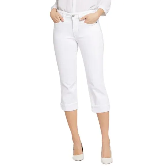 NWT NYDJ Marilyn Straight Crop Jeans w/ Cuffs in Optic White