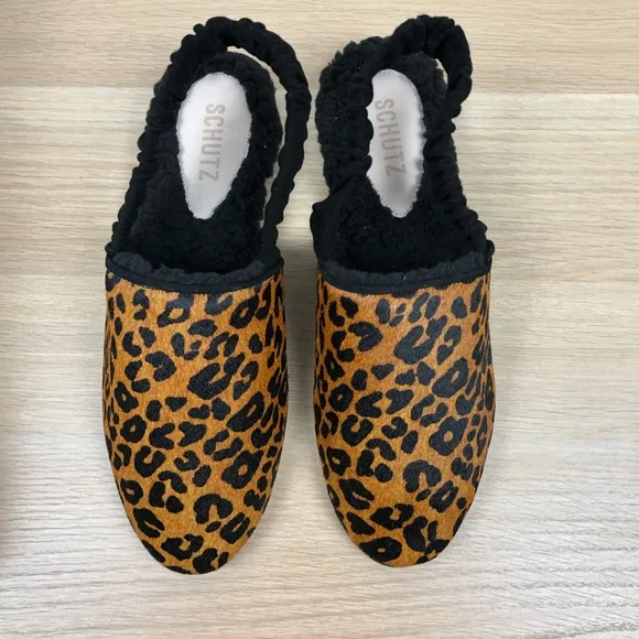 NWT Schutz Pompey Genuine Calf Hair Slingback Flat