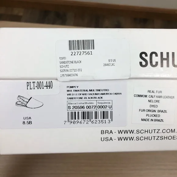 NWT Schutz Pompey Genuine Calf Hair Slingback Flat