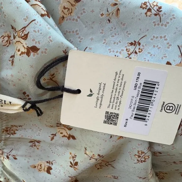 NWT Spell Fleur Bias Skirt – Teapot Blue – Size S