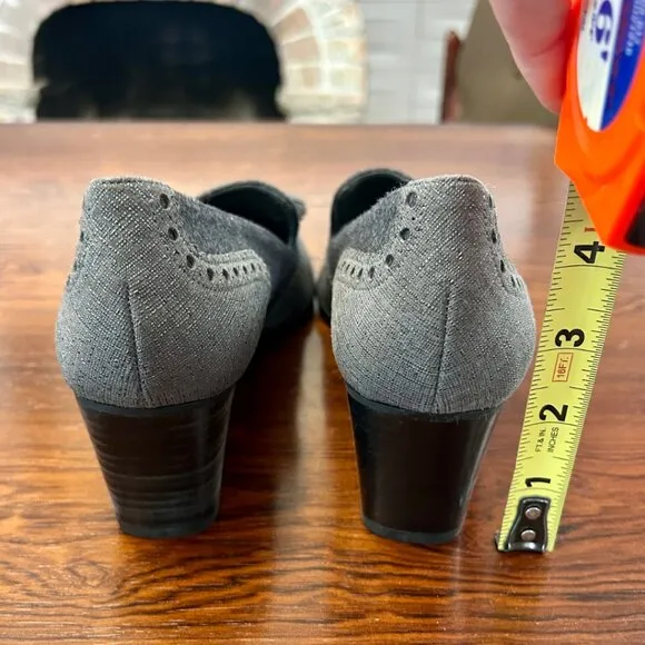 NWT Stuart Weitzman GIRLTHING Heeled Loafers - Gray Shark Nappa - Size 10N
