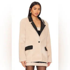 NWT WeWoreWhat Faux Fur Vegan Leather Blazer | REVOLVE