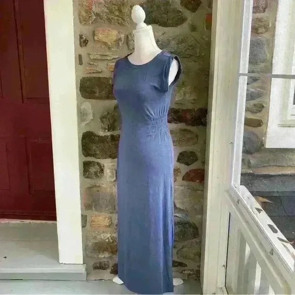 NWT White House Black Market Sleeveless Smocked Slub Maxi Dress $120 Womens XS
