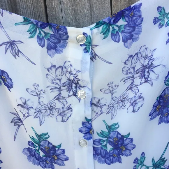 NWT Yumi Kim Boardwalk Floral Print Midi Dress Blue White S