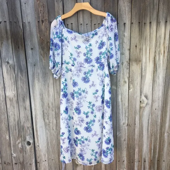 NWT Yumi Kim Boardwalk Floral Print Midi Dress Blue White S