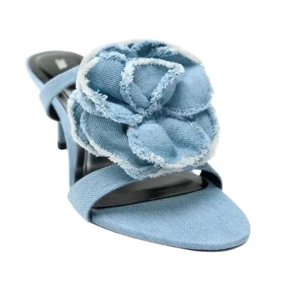 NWT Zara Floral Denim Heels Sandals
