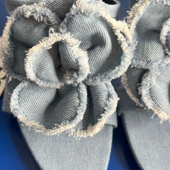 NWT Zara Floral Denim Heels Sandals