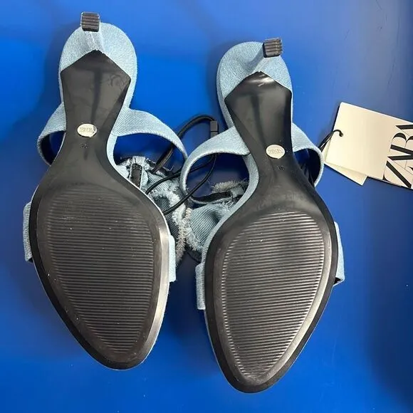 NWT Zara Floral Denim Heels Sandals