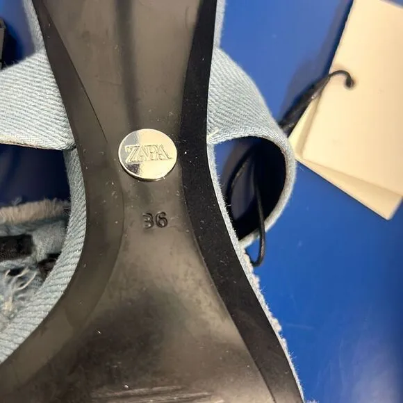 NWT Zara Floral Denim Heels Sandals