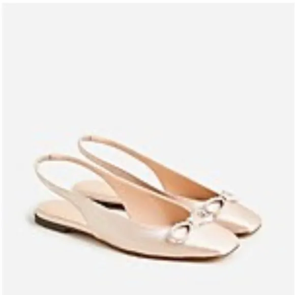 NWT&amp;B! J. Crew Ballet Anya slingback flats with bow - Square Toe - Nude Satin