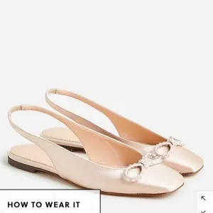 NWT&amp;B! J. Crew Ballet Anya slingback flats with bow - Square Toe - Nude Satin