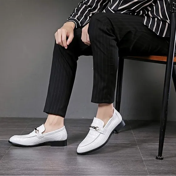 NXY Men's White Dress Shoes Oxford Classic Modern Formal Business Loafer Shoes