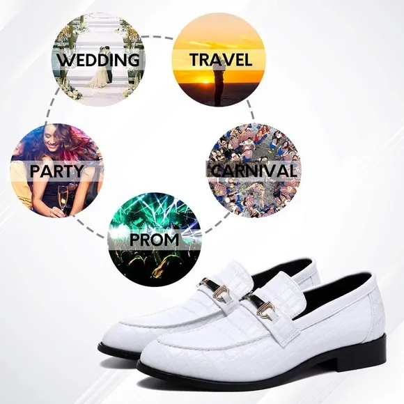NXY Men's White Dress Shoes Oxford Classic Modern Formal Business Loafer Shoes
