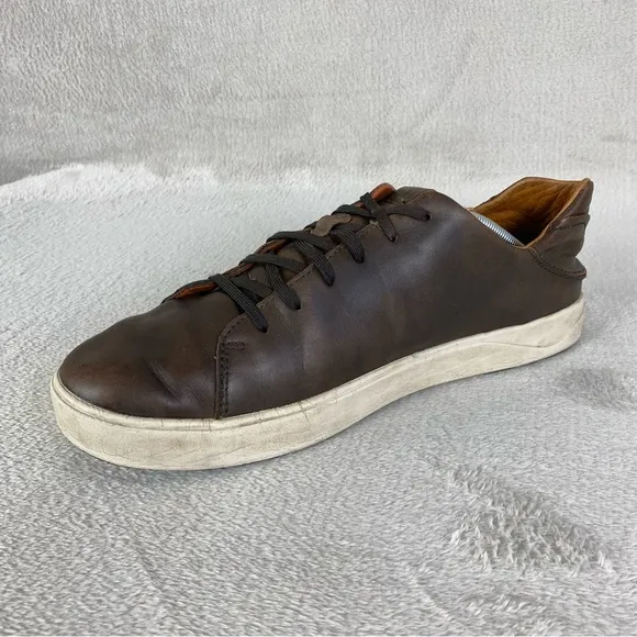 Olukai Lae'ahi Li 'Ili Mens Casual Sneakers Sz 13 Brown Leather Drop Heel Shoes