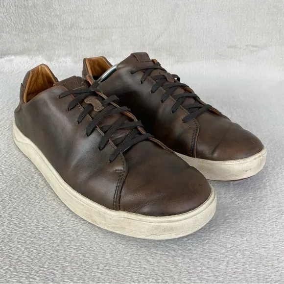 Olukai Lae'ahi Li 'Ili Mens Casual Sneakers Sz 13 Brown Leather Drop Heel Shoes