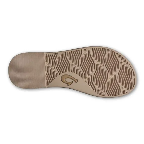 Olukai La’i Taupe Criss Cross Tortiose Shell Buckle Comfort Slide Sandals Size 6