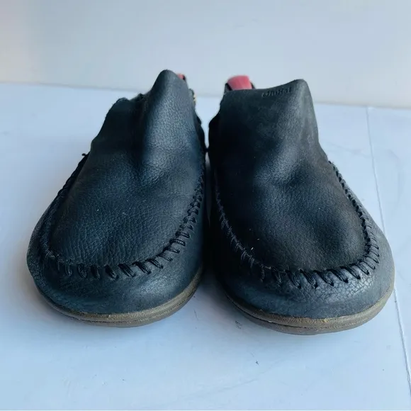 OLUKAI Men Akahai Leather Loafers US M 8.5 EUR 41.5 Casual Black Slip On Shoes