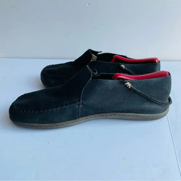 OLUKAI Men Akahai Leather Loafers US M 8.5 EUR 41.5 Casual Black Slip On Shoes