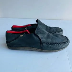 OLUKAI Men Akahai Leather Loafers US M 8.5 EUR 41.5 Casual Black Slip On Shoes