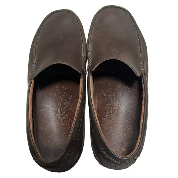 Olukai Men’s Kulana Leather Brown Loafer shoes Size 9