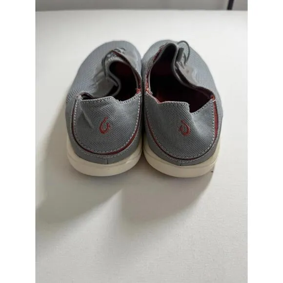 Olukai Moku Pae Shoes Sneakers Men's 10 Gray Mesh Slip On Casual Boat Loafers