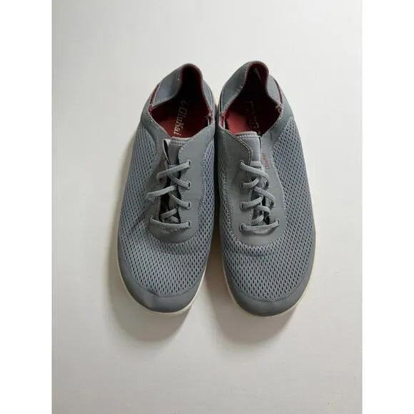 Olukai Moku Pae Shoes Sneakers Men's 10 Gray Mesh Slip On Casual Boat Loafers