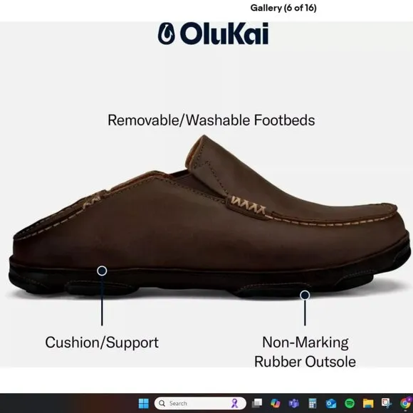 OluKai Moloa Men’s Nubuck Slip On Loafers Shoes Mocs $140 in Dk Wood-Dk Java