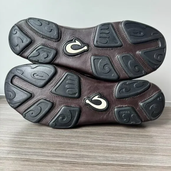 OluKai Moloa Men’s Nubuck Slip On Loafers Shoes Mocs $140 in Dk Wood-Dk Java
