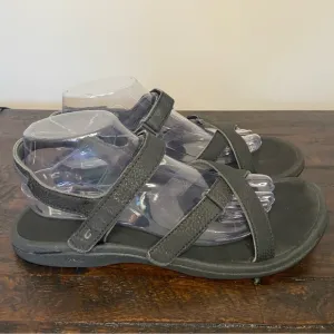 OluKai Nakue Black Synthetic Water-resistant Strap Slingback Sandals Women’s 10