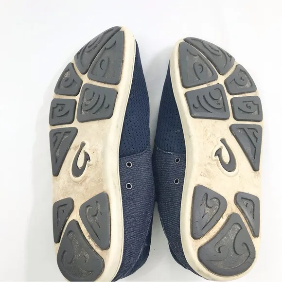 Olukai Nohea Moku Lightweight Mesh Slip On Deck Loafers in Dark Shadow Gray