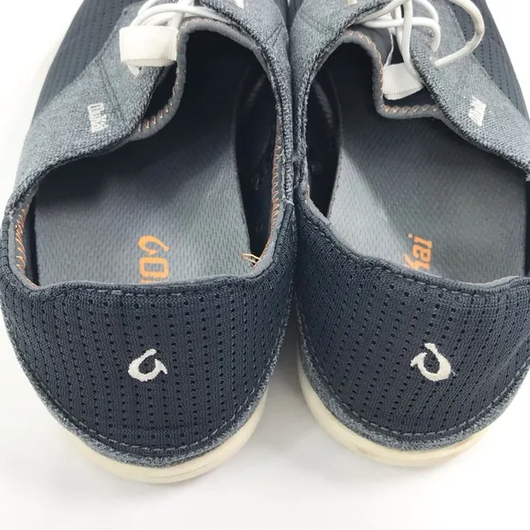 Olukai Nohea Moku Lightweight Mesh Slip On Deck Loafers in Dark Shadow Gray