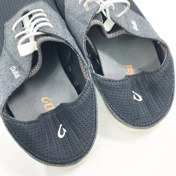 Olukai Nohea Moku Lightweight Mesh Slip On Deck Loafers in Dark Shadow Gray