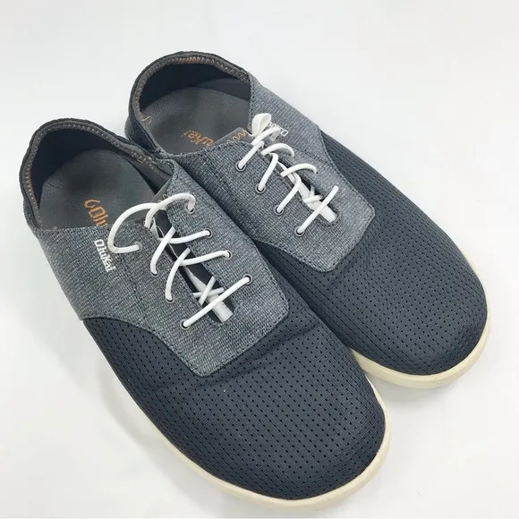Olukai Nohea Moku Lightweight Mesh Slip On Deck Loafers in Dark Shadow Gray