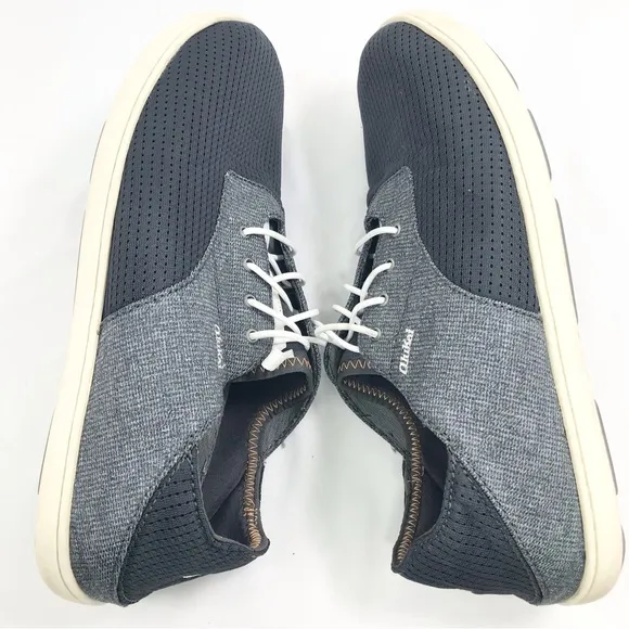 Olukai Nohea Moku Lightweight Mesh Slip On Deck Loafers in Dark Shadow Gray