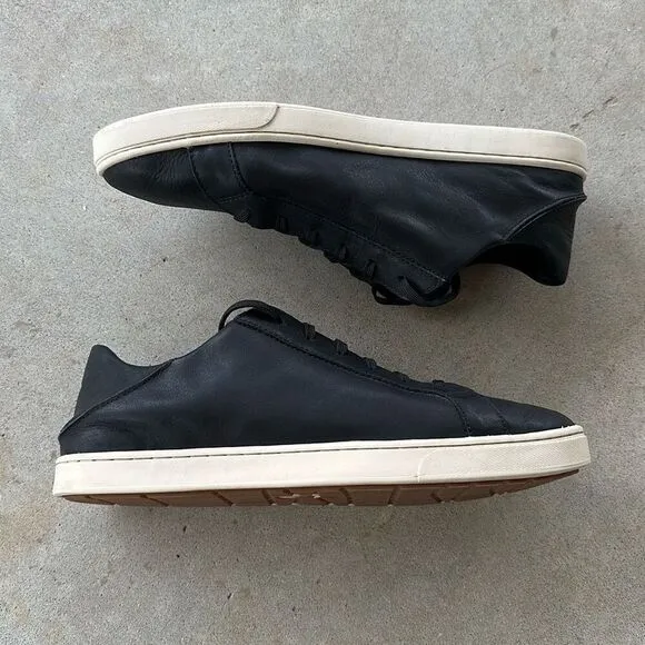Olukai Kahu Pahaha Shoes Black Leather Low Top Casual Sneakers Men’s Size 12