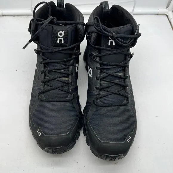 On Cloud Boots Womens 9.5 Cloudrock Waterproof Black Missiongrip Hiking Shoes