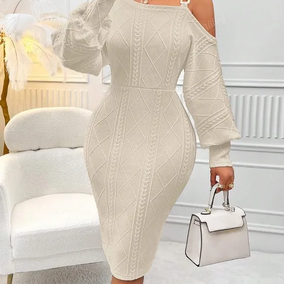 One-shoulder Lantern Sleeve Dress